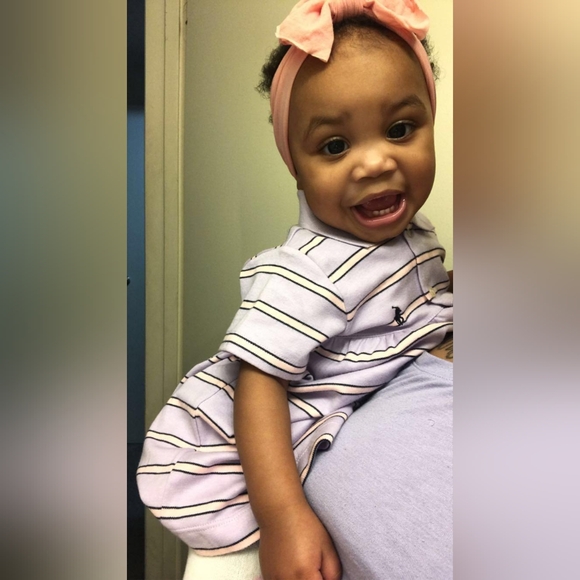 Ralph Lauren Lavender/Pink Pastel Striped Polo Shirt Cotton Baby Dress & Bloomer - Picture 2 of 10